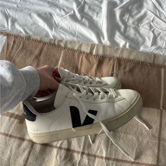 Veja Women’s White Sneakers with Black Accents - Picture 2 of 6